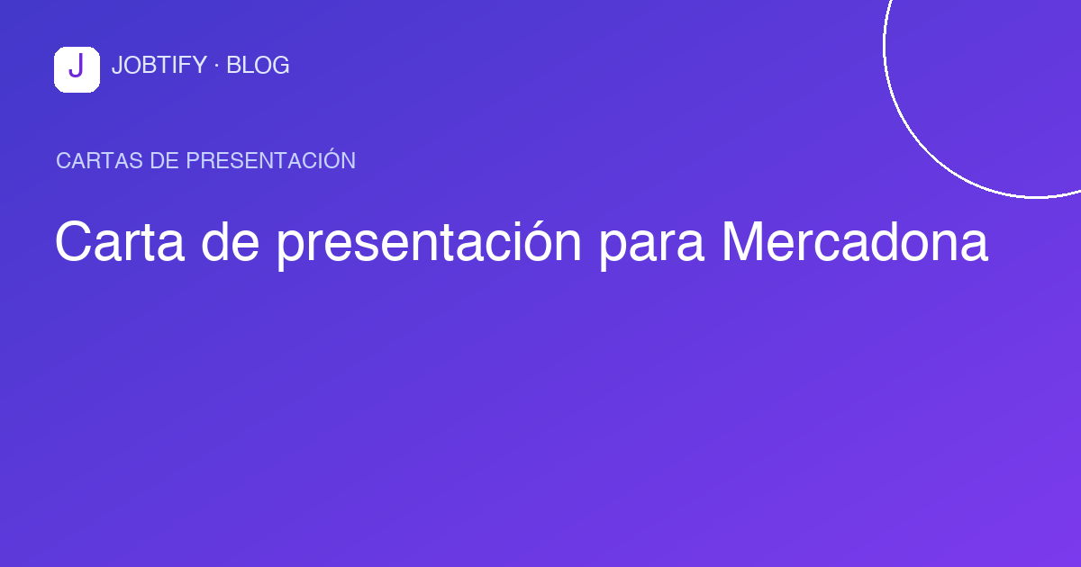 Carta de presentación para Mercadona
